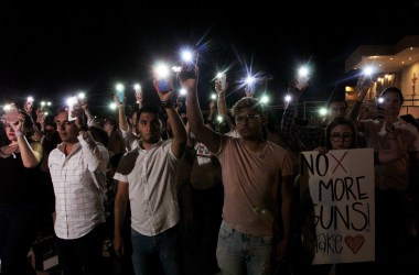 A vigil in Ciudad Juarez, Mexico, on August 3rd, 2019, after a mass shooting left over 20 people dead in El Paso, Texas.