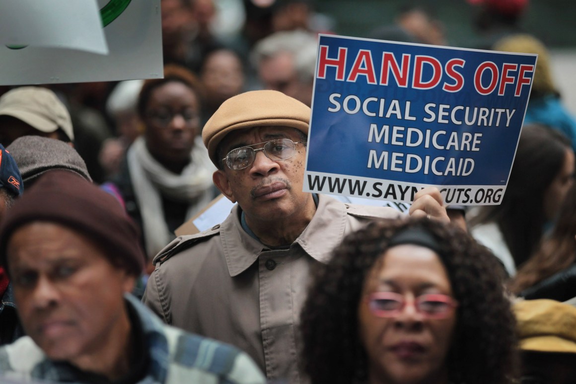 Demonstrators protest against cuts to federal safety net programs on November 7th, 2011, in Chicago, Illinois.