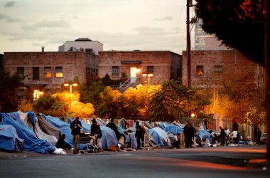 A homeless encampment in Hollywood, Los Angeles.