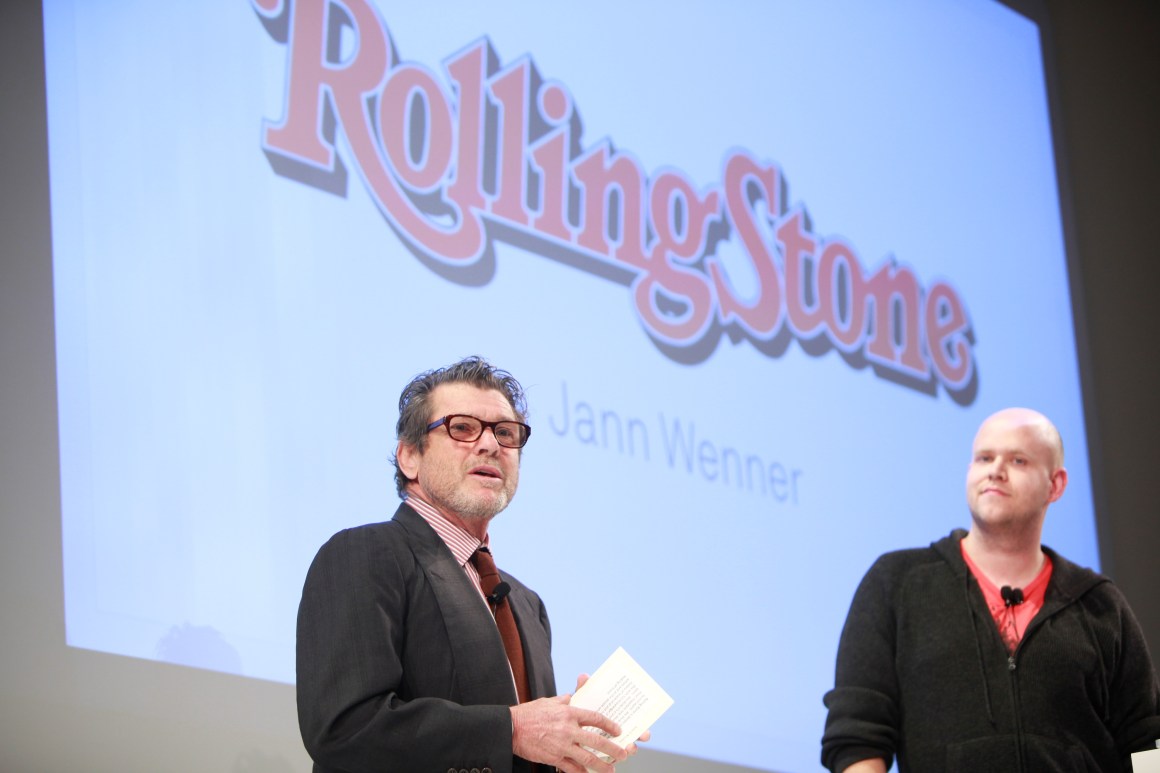 Rolling Stone Founder Jann Wenner and Spotify founder Daniel Ek on November 30th, 2011, in New York City.