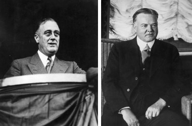 Franklin D. Roosevelt (left) and Herbert Hoover.