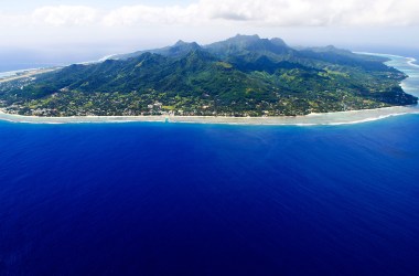 The Island of Rarotonga, the largest island in the Cook Islands, is viewed from the air on August 30th, 2012.