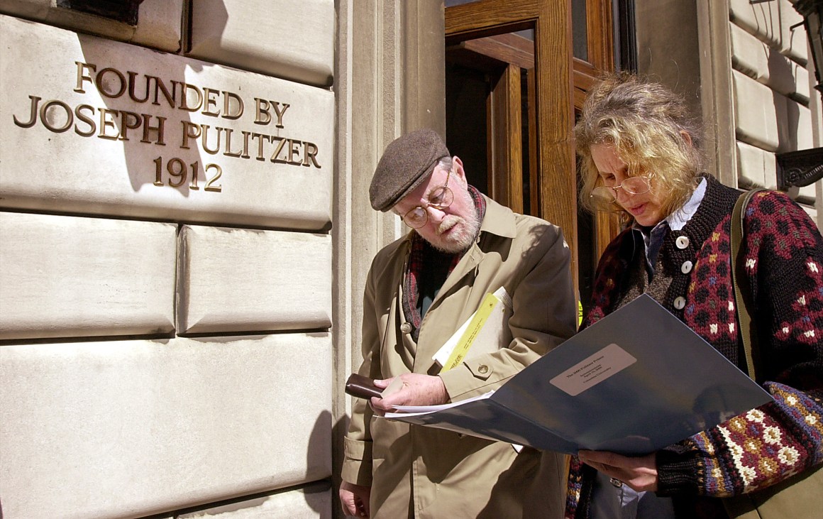 Outside of the journalism building at Columbia University where the Pulitzer Prizes are announced.