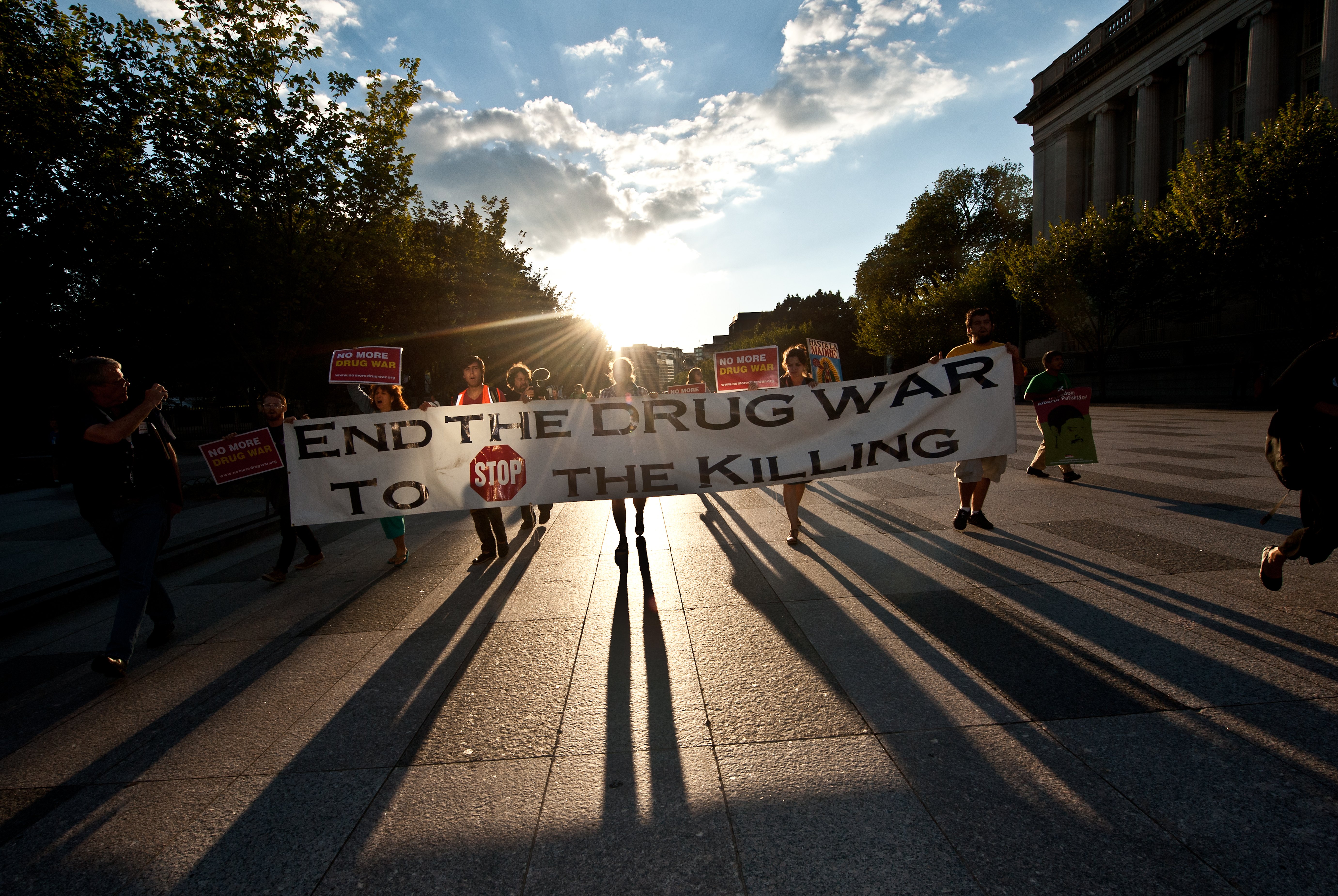 Protesters carry a sign near the White House in Washington on September 10th, 2012.