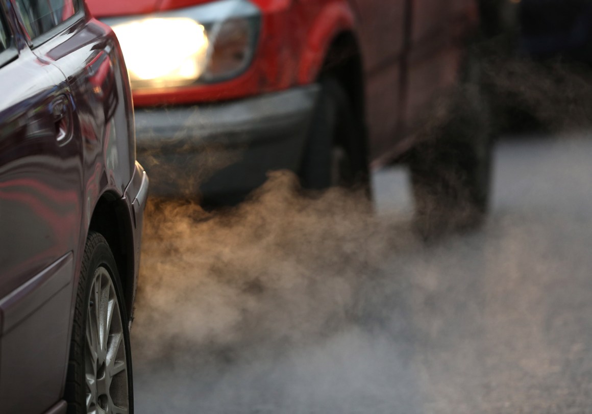 Exhaust fumes from a car.