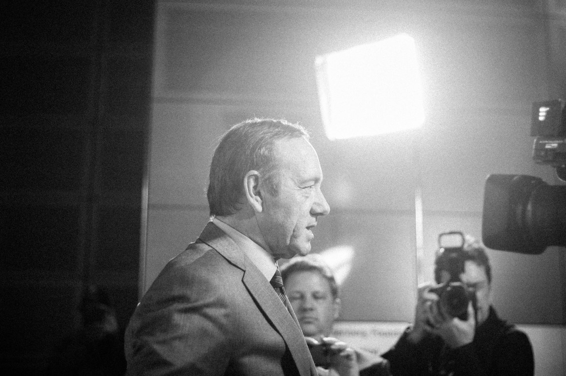 Kevin Spacey speaks with reporters during a screening of House Of Cards on January 29th, 2013, in Washington, D.C.