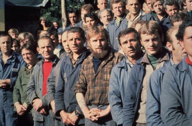 August of 1980: Members of the Trade Union, Solidarity, who are on strike at the Lenin Shipyard in Gdansk, Poland.