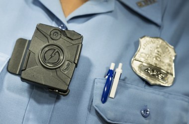 A body camera from Taser is seen during a press conference at City Hall on September 24th, 2014, in Washington, D.C.