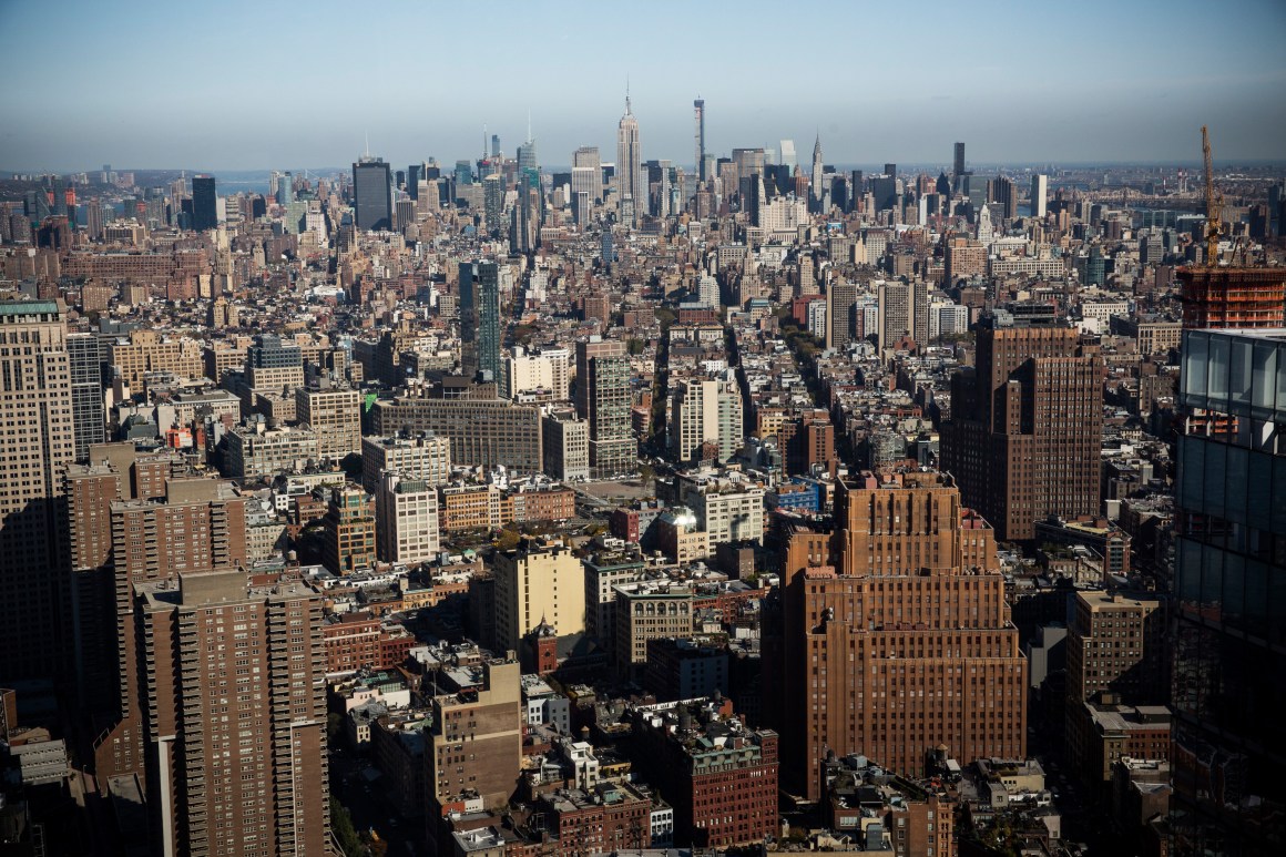 an aerial view of new york city