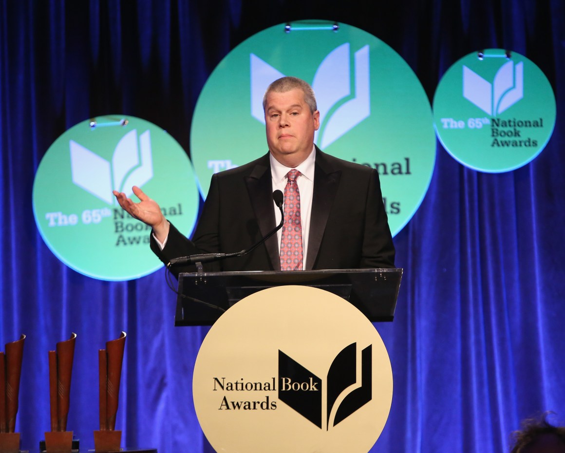 Daniel Handler, aka Lemony Snicket, speaking at the 2014 National Book Awards on November 19th, 2014, in New York City.