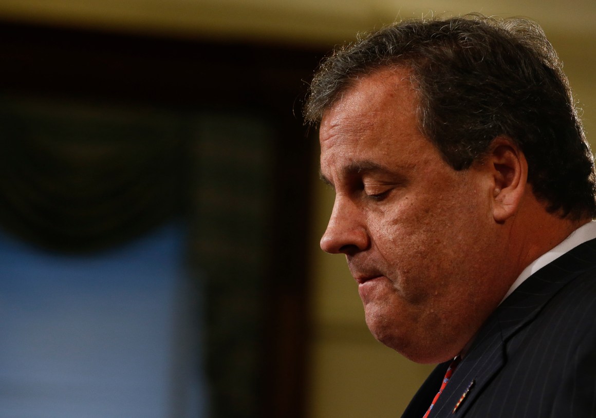 New Jersey Governor Chris Christie speaks about his knowledge of a study that snarled traffic at the George Washington Bridge during a news conference on January 9th, 2014, at the statehouse in Trenton, New Jersey.