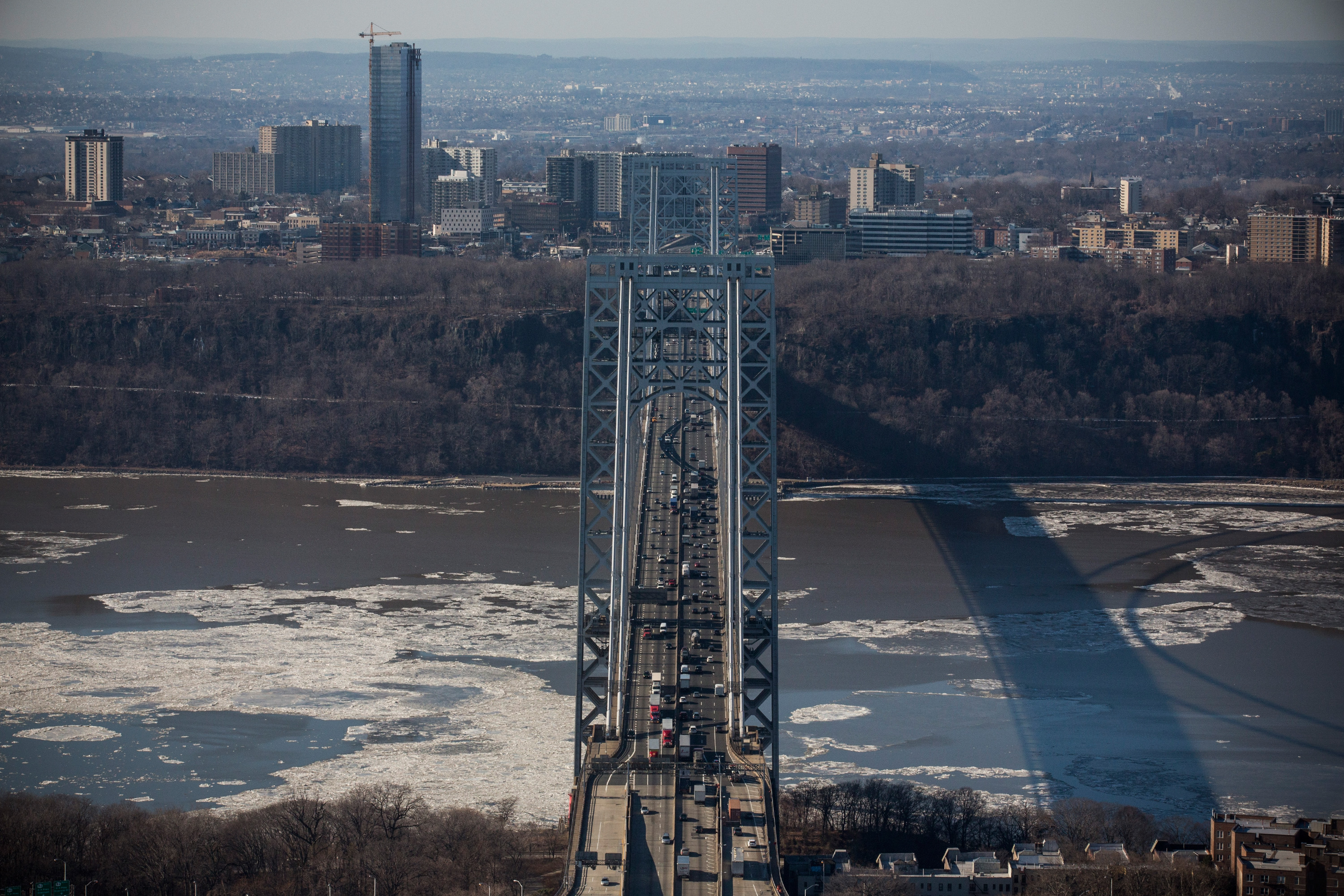 Months after the Bridgegate scandal, light traffic moves along the George Washington Bridge.