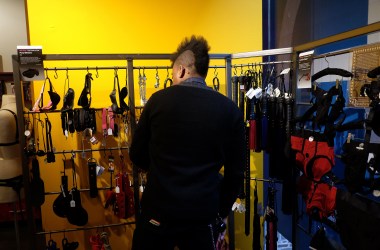 A Babeland store manager arranges merchandise in New York on February 4th, 2015.