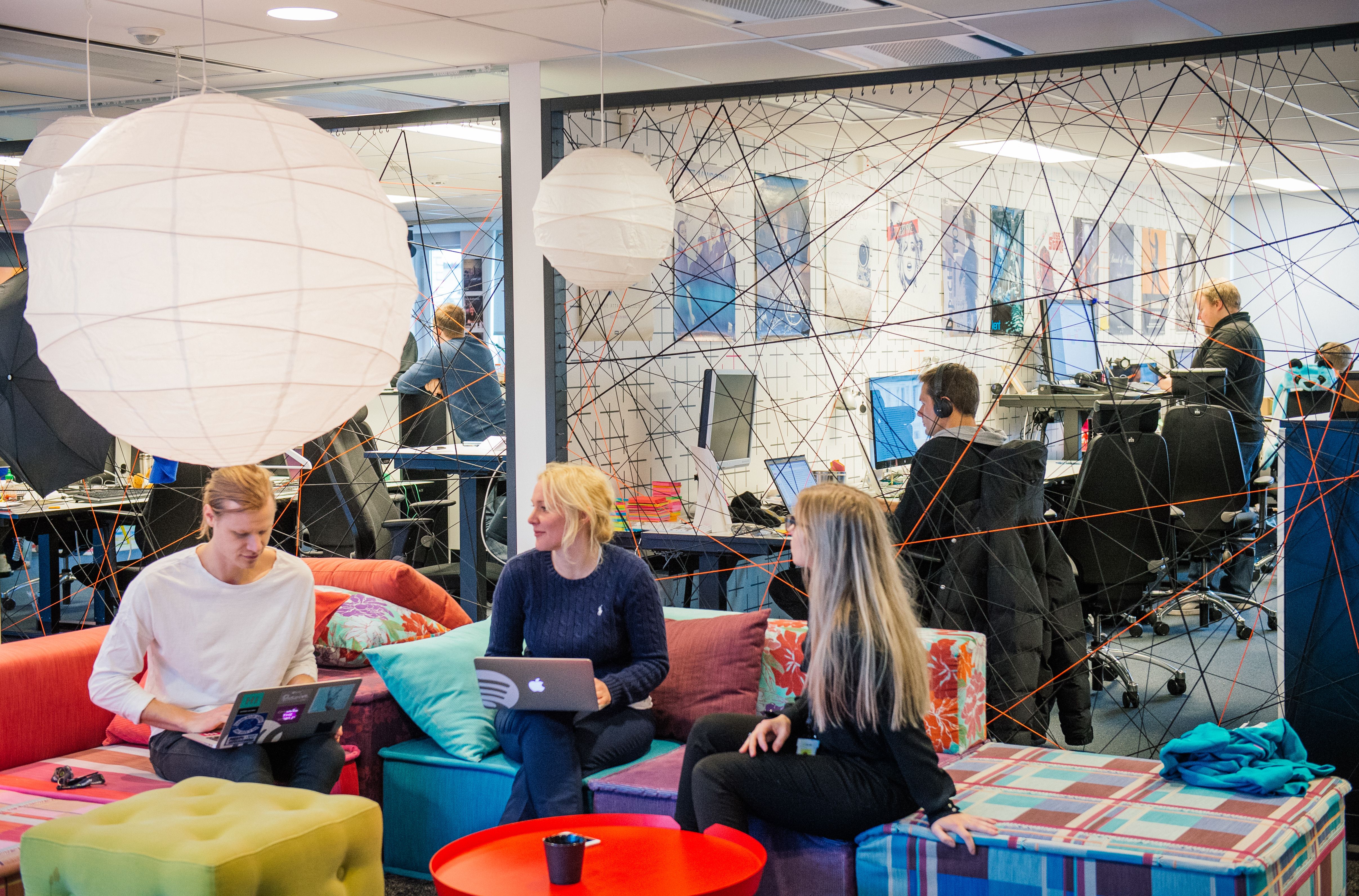 Employees work at the Spotify headquarters in Stockholm, Sweden, on February 16th, 2015.