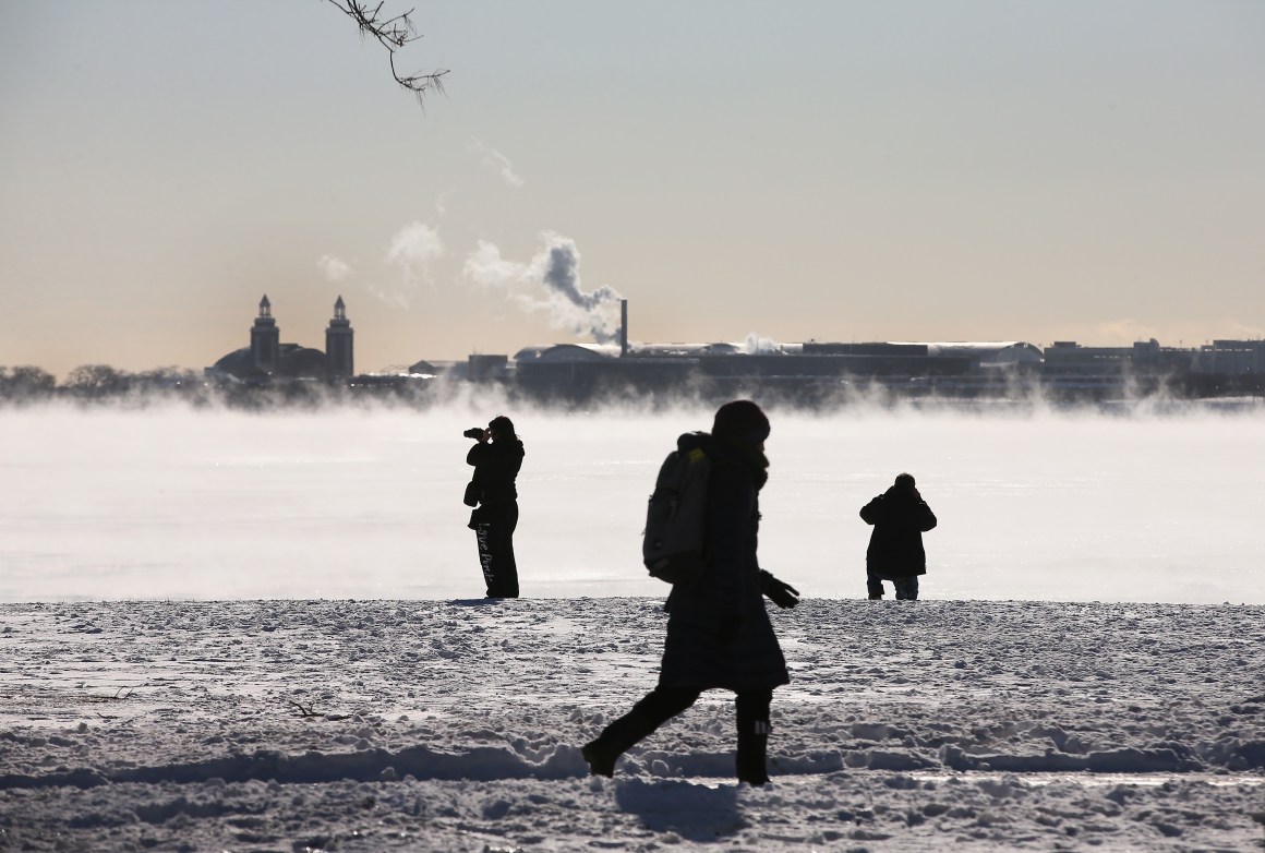 Steam rises from Lake Michigan in January of 2014 in Chicago, Illinois.