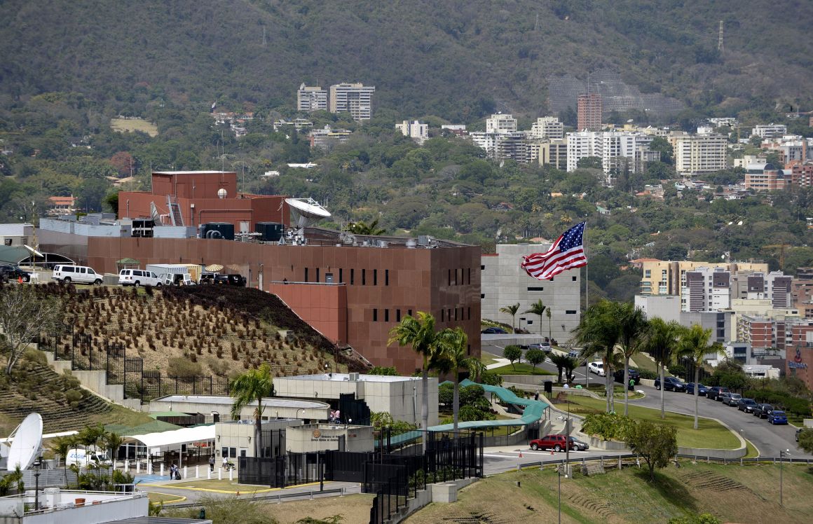 View of the U.S. Embassy in Caracas, Venezuela.