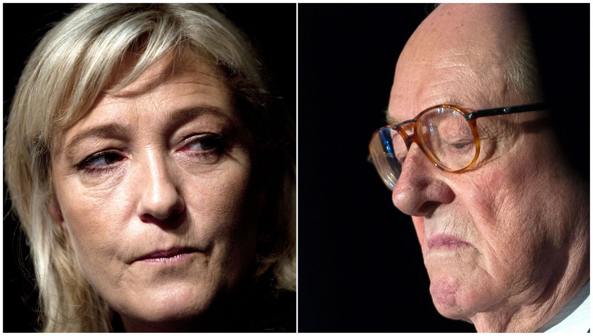 Left: Marine Le Pen. | Right: Jean-Marie Le Pen.