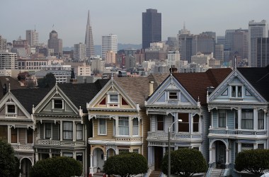 A view of San Francisco's famed Painted Ladies victorian houses.