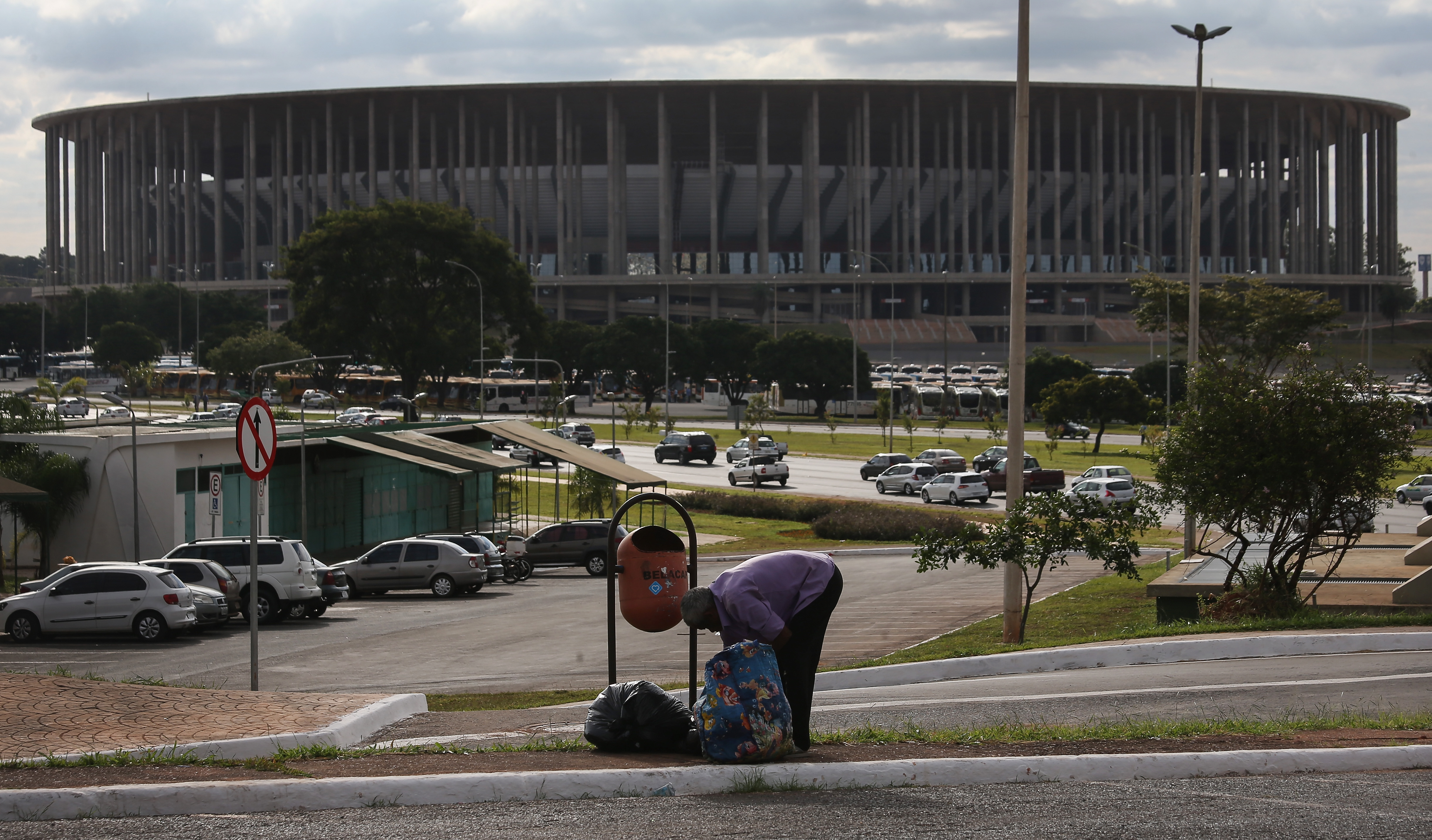 Brazil's 72,000-seat Mane Garrincha Stadium is now used primarily as a municipal bus parking lot.