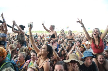 A general view of atmosphere during the 2015 Bonnaroo Music & Arts Festival on June 14th, 2015, in Manchester, Tennessee.