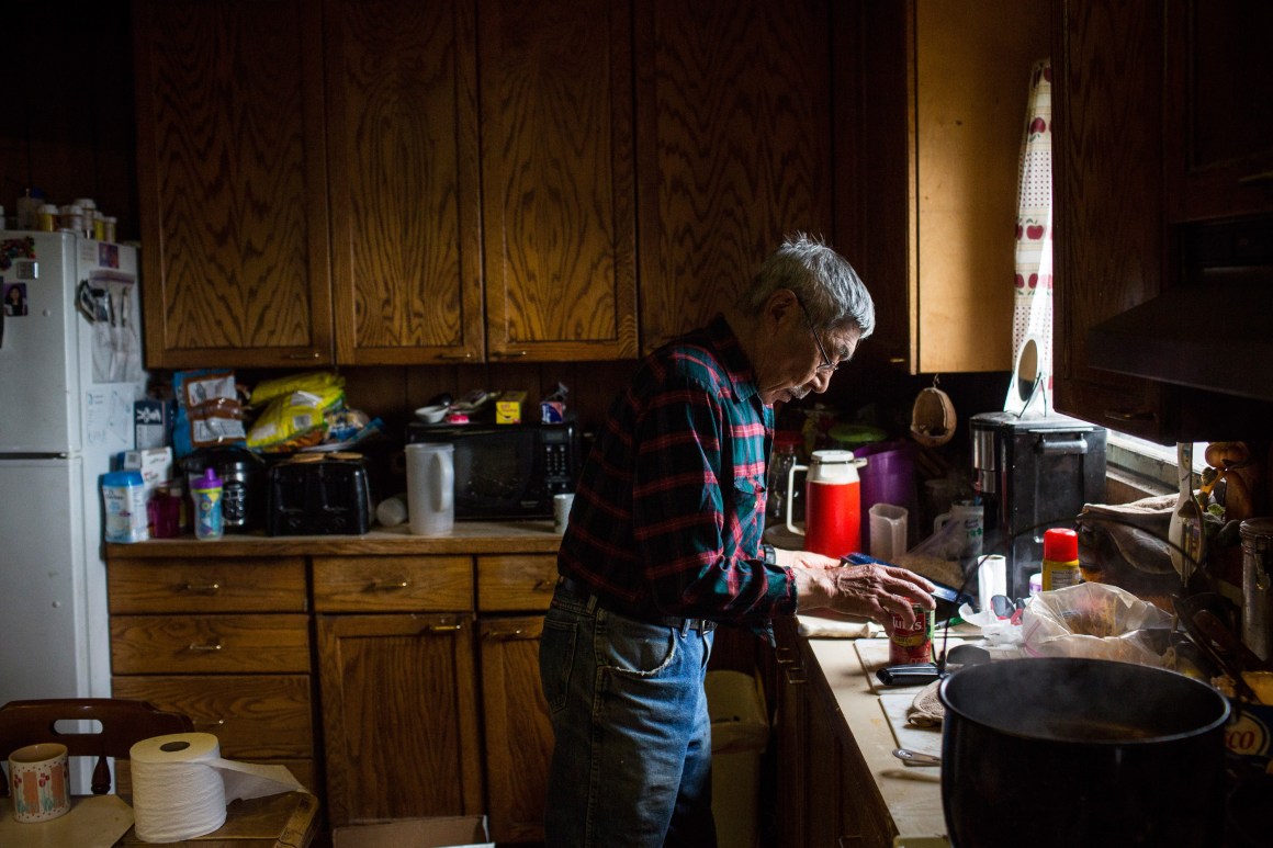 An Alaskan man makes caribou stew.