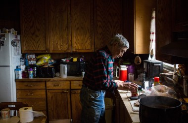 An Alaskan man makes caribou stew.