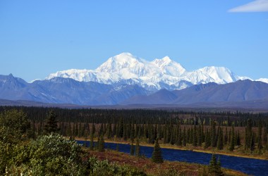 A view of Denali, formerly known as Mt. McKinley, on September 1st, 2015, in Denali National Park, Alaska.