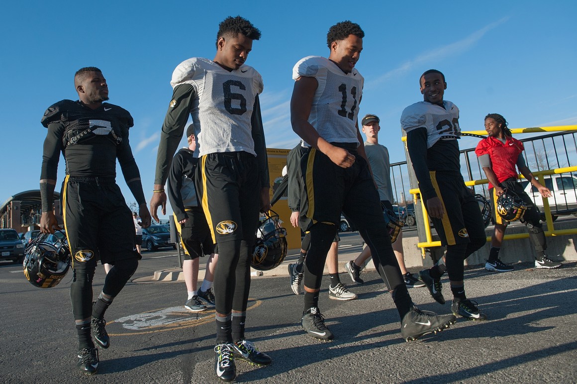 Members of the University of Missouri Tigers football team.