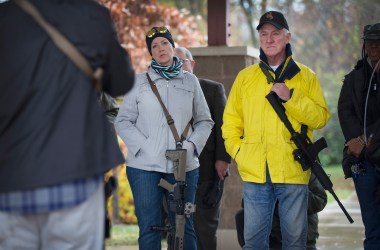 Gun rights activists gather before a march on November 16th, 2015, in Ferguson, Missouri.