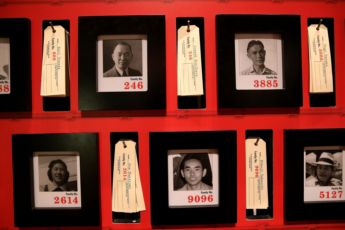 Pictures of people who were incarcerated at Manzanar War Relocation Center, an internment camp near Independence, California.