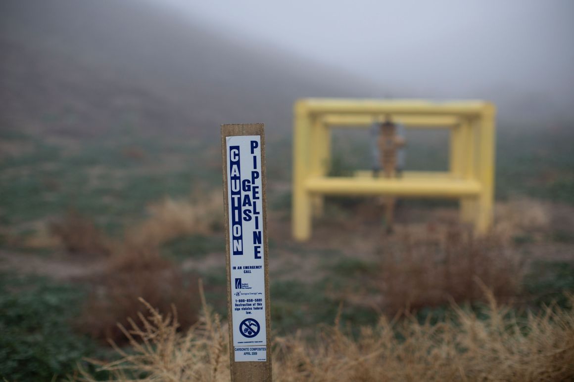 The boundary of Southern California Gas Company property, where the Aliso Canyon Oil Field is located.