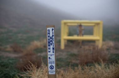 The boundary of Southern California Gas Company property, where the Aliso Canyon Oil Field is located.