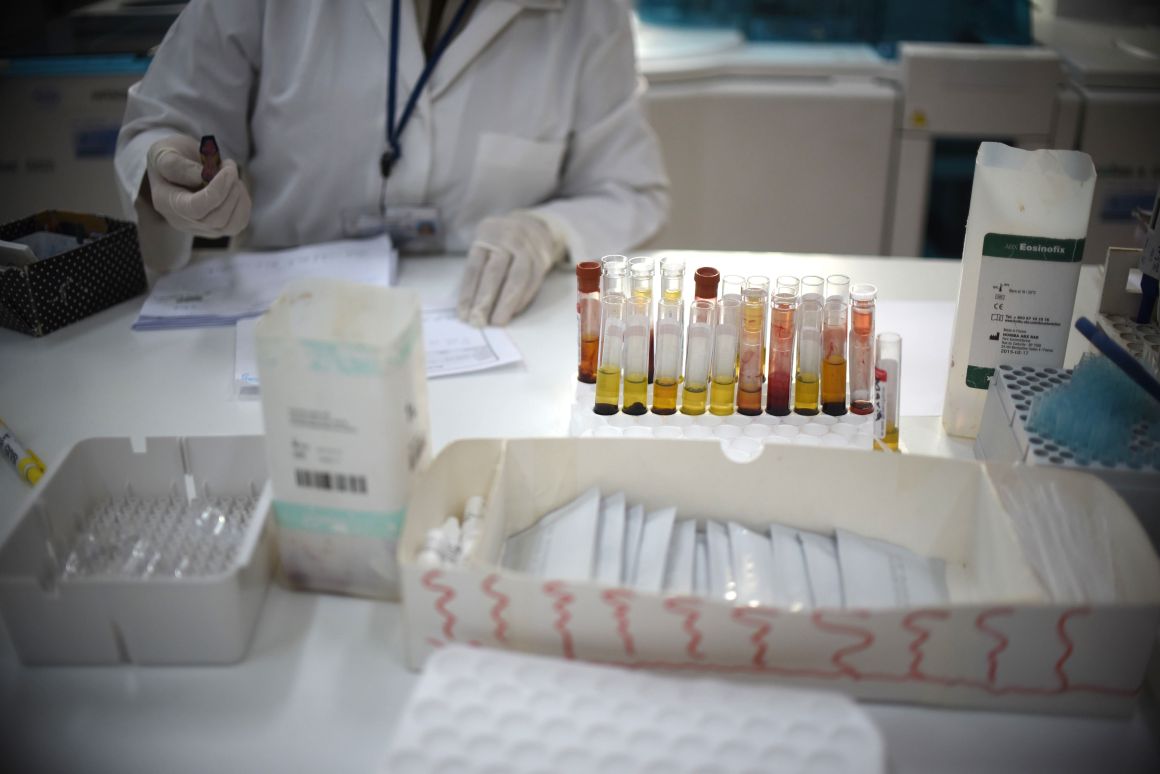 Lab technicians analyze blood of pregnant women at the Guatemalan Social Security Institute in Guatemala City on February 2nd, 2016.