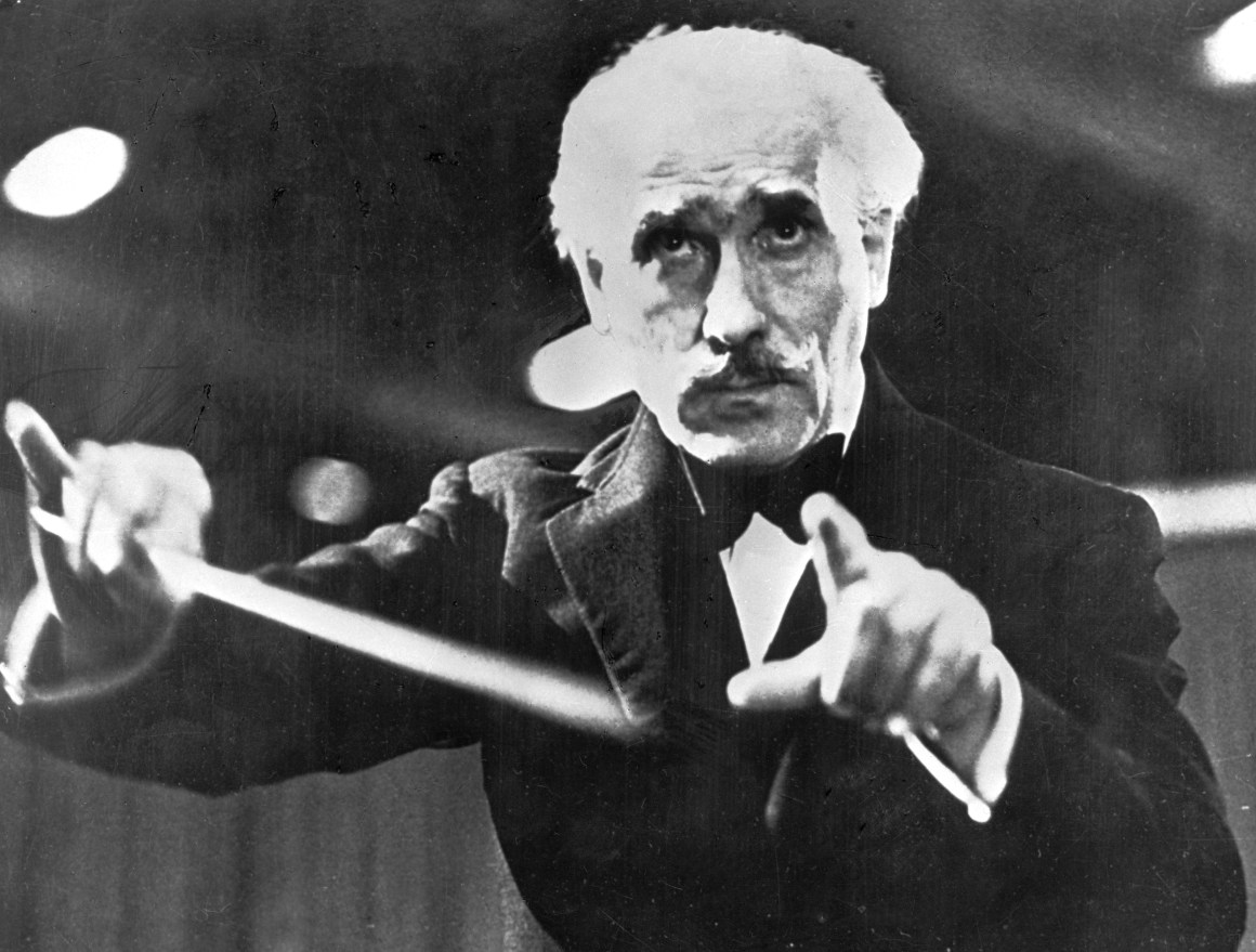 Italian conductor Arturo Toscanini, pictured here in 1944.