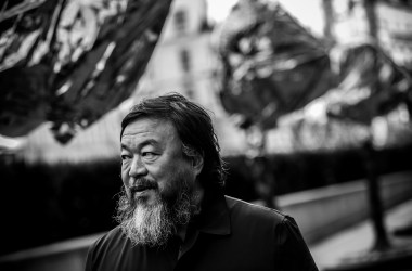 Chinese artist Ai Weiwei attends a gathering with media in front of the Trade Fair Palace run by the National Gallery on February 5th, 2016, in Prague, Czech Republic.