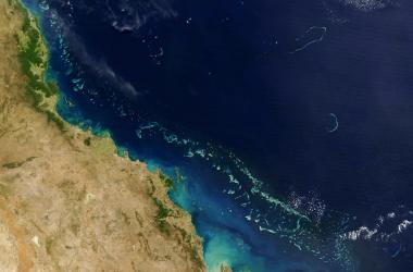 The Great Barrier Reef seen from a NASA satellite on August 6th, 2004.