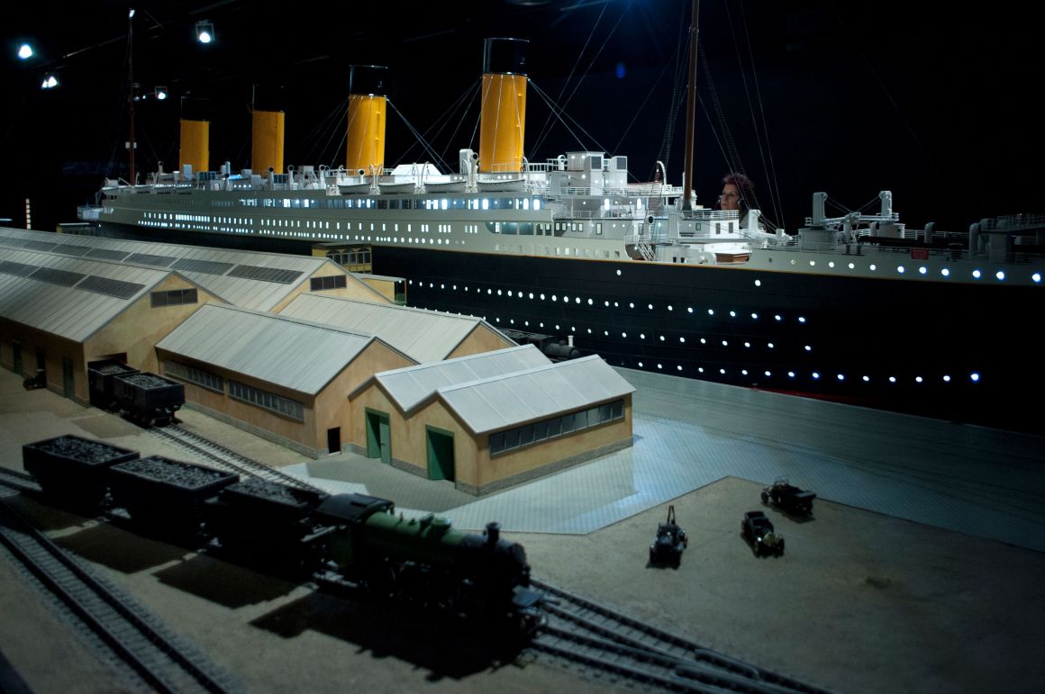 A woman looks at a 1:30 replica of the ship Titanic, built in the Park of Sciences in Granada, on February 25th, 2016.