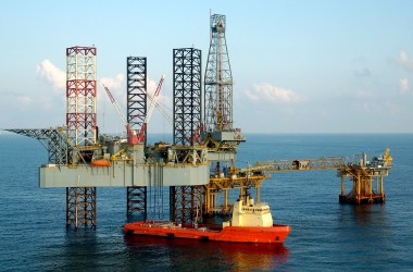 An oil platform in the Gulf of Mexico.