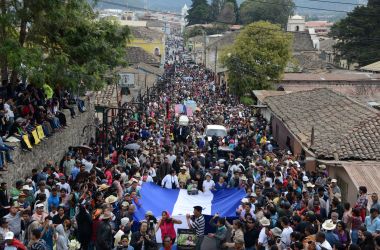 People attend the funeral of murdered indigenous activist Berta Caceres on March 5th, 2016.