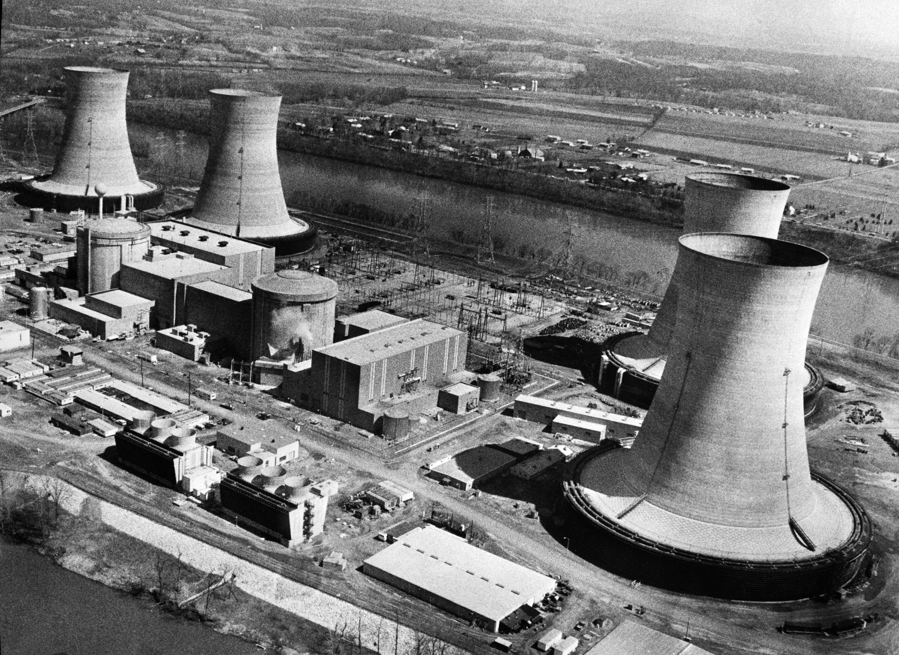 Three Mile Island Nuclear Generating Station in Dauphin County, Pennsylvania, on March 28th, 1979, the day of the site's partial meltdown.