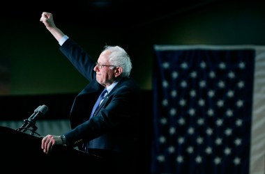 Democratic presidential candidate Senator Bernie Sanders (D-Vermont) speaks to a crowd gathered at the Phoenix Convention Center during a campaign rally on March 15th, 2016, in Phoenix, Arizona.