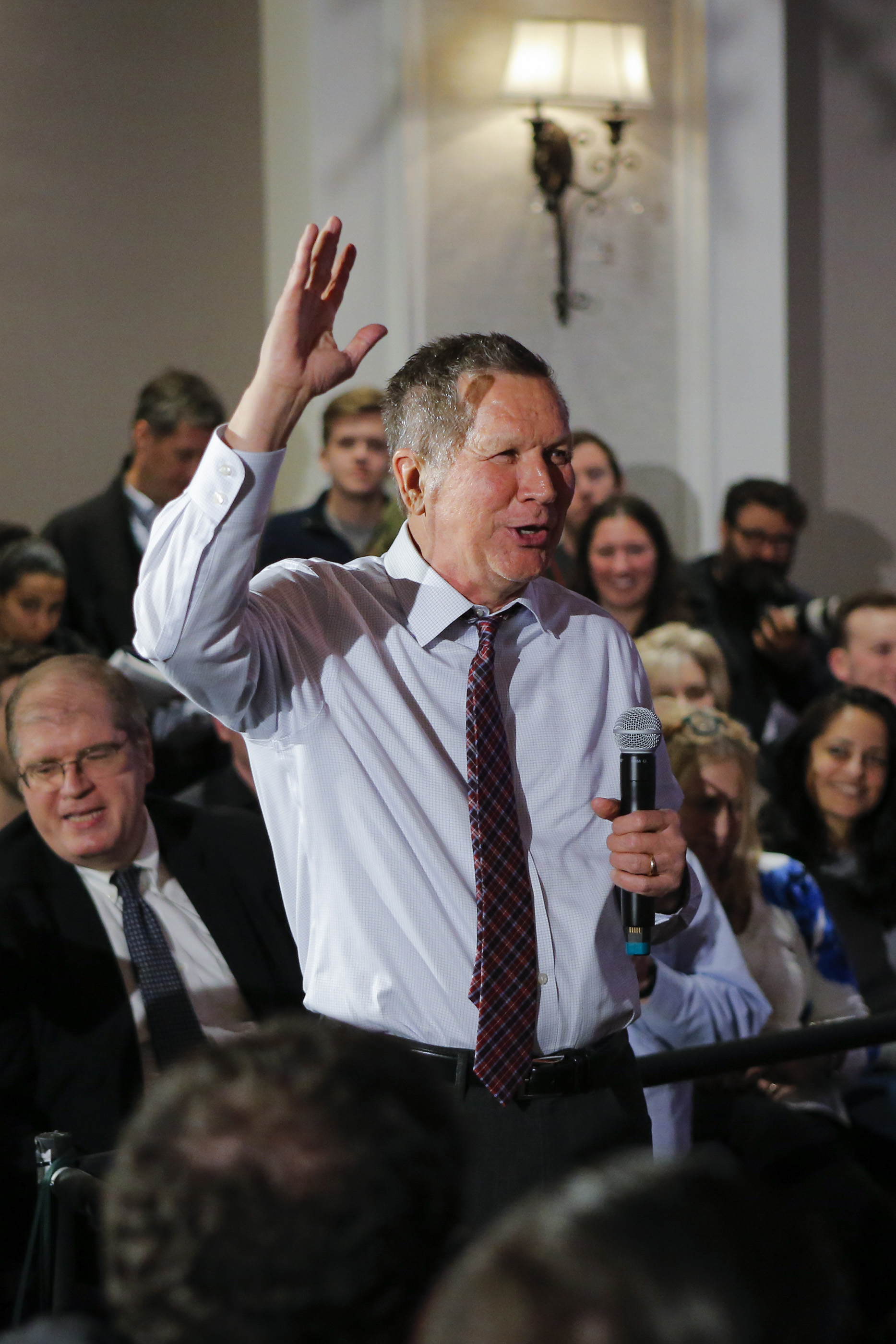 Governor John Kasich greets guests at the end of a rally on April 7th, 2016, in New York City.