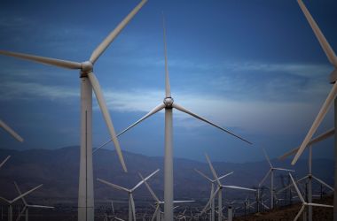 Electric energy generating wind turbines are seen on a wind farm in the San Gorgonio Pass area on Earth Day, April 22nd, 2016, near Palm Springs, California. San Gorgonio Pass is one of the largest wind farm areas in the United States.