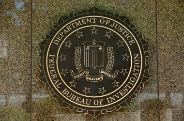 The Federal Bureau of Investigation seal is seen outside the FBI headquarters building in Washington, D.C.