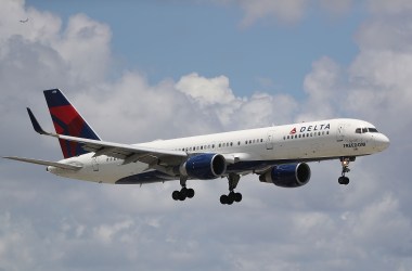 A Delta airlines plane is seen as it comes in for a landing at the Fort Lauderdale-Hollywood International Airport in Fort Lauderdale, Florida.