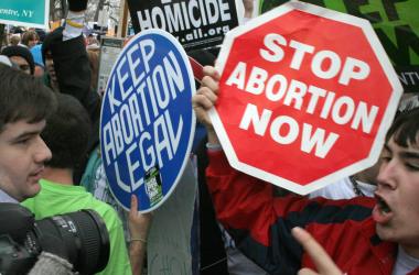 Pro-life demonstrators confront pro-choice counterparts