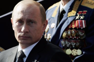 Russian President Vladimir Putin attends the annual military parade at Red Square on May 9th, 2006, in Moscow, Russia.