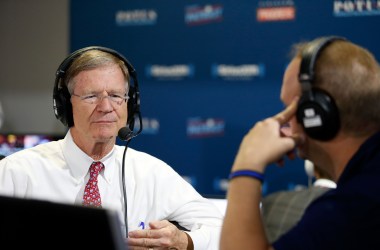 Lamar Smith talks with Andrew Wilkow on "The Wilkow Majority" at Quicken Loans Arena on July 20th, 2016, in Cleveland, Ohio.