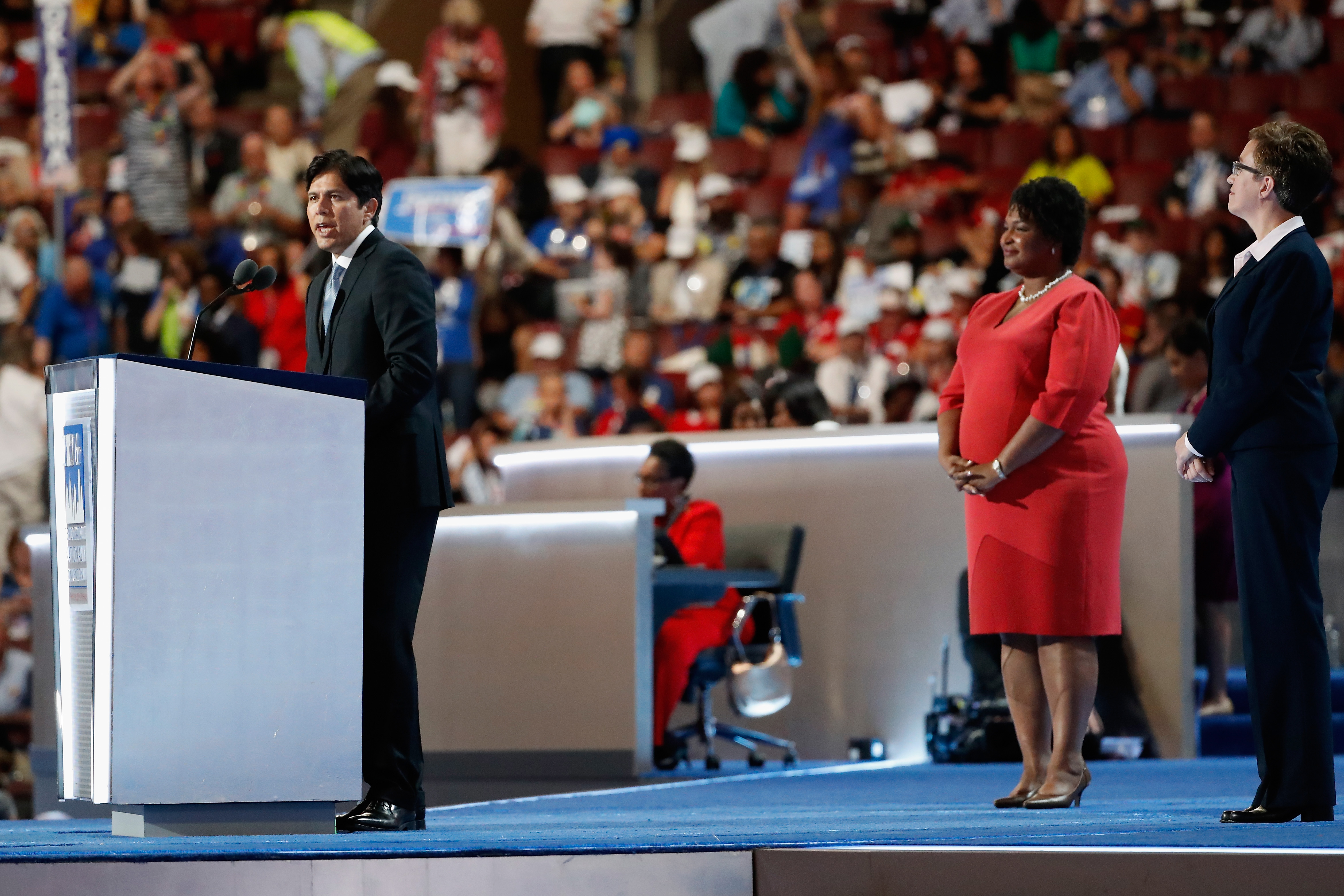 Senator Kevin de Leon delivers a speech at the Democratic National Convention on July 25th, 2016, in Philadelphia, Pennsylvania.