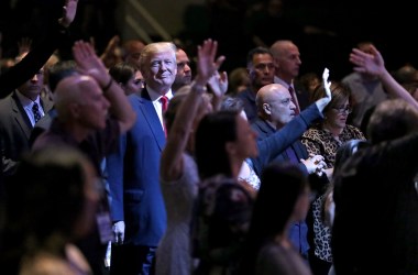 Donald Trump attends a worship service at the International Church of Las Vegas on October 30th, 2016, in Las Vegas, Nevada.